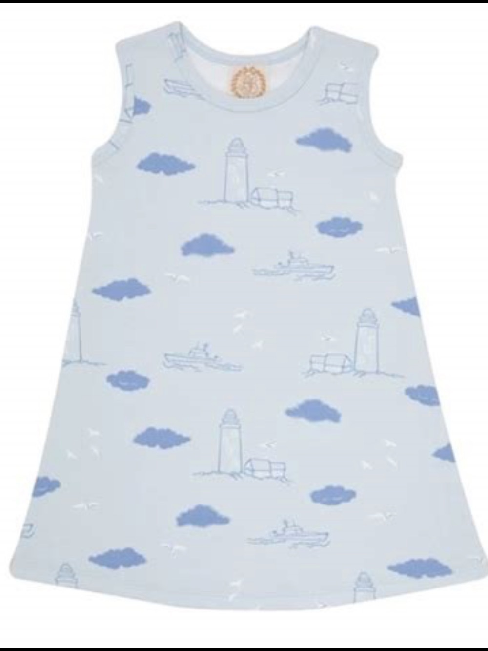 TBBC Sleeveless Play Dress - Light Blue Lighthouse Print
